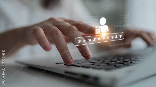 Immagine decorativa di un primo piano delle mani di una persona che digita su una tastiera